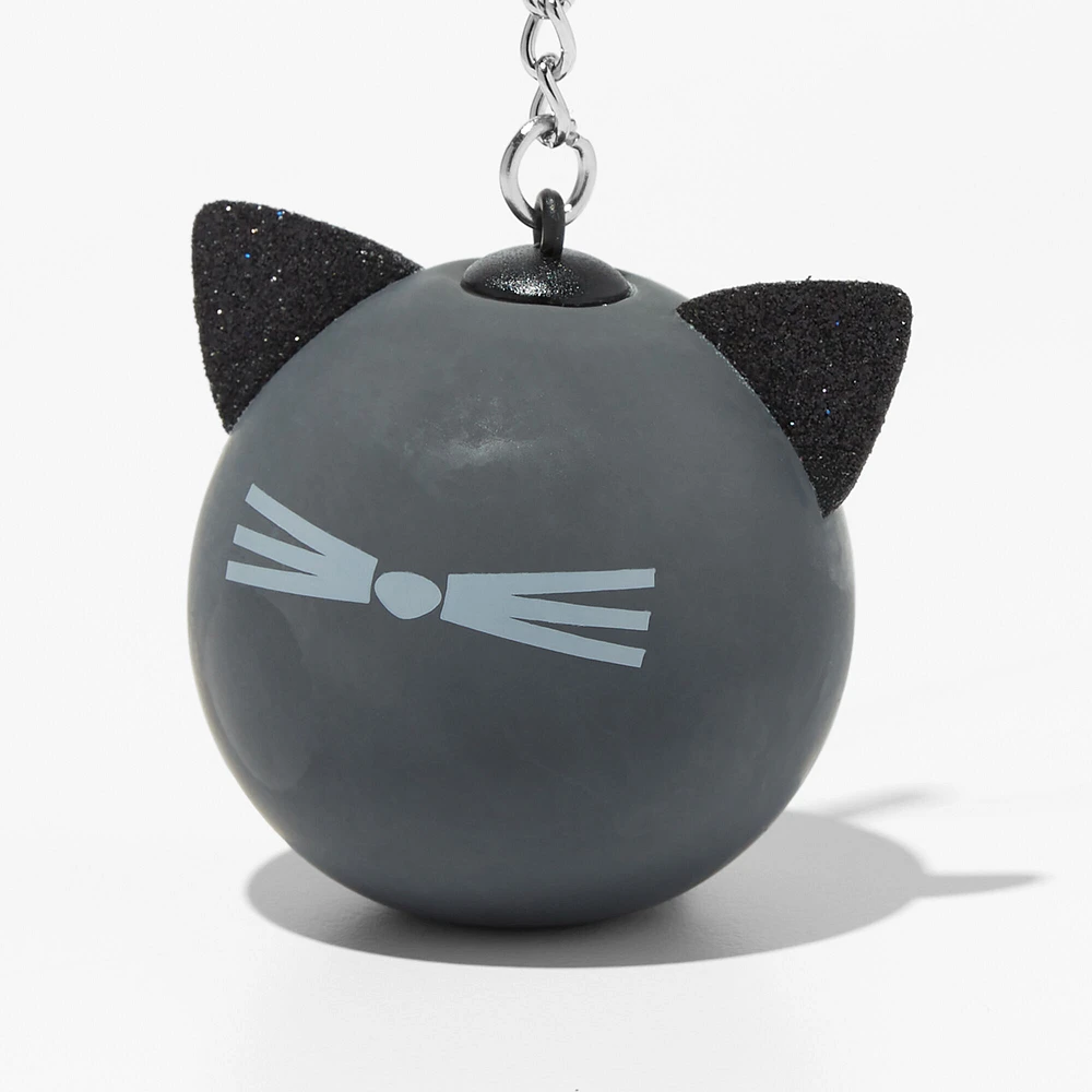 Black Cat Glitter Stress Ball Keychain