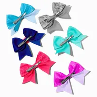 Claire's Club Quirky Jewel Tone Hair Bow Clips - 6 Pack