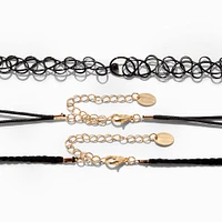 Celestial Mood Black Tattoo Choker Necklaces - 3 Pack