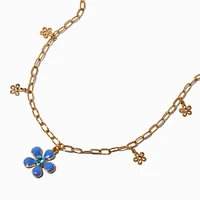 UV Color-Changing Blue Flower Charm Necklace