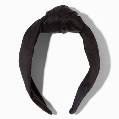 Black Satin Knotted Headband