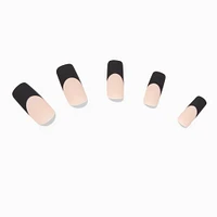 Black French Tip Long Square Vegan Faux Nail Set - 24 Pack