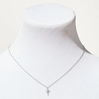 C LUXE by Claire's Sterling Silver 1/20 ct. tw. Lab Grown Diamond Cross Pendant Necklace