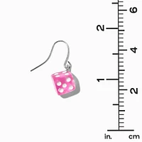 Pink & White 1" Dice Drop Earrings