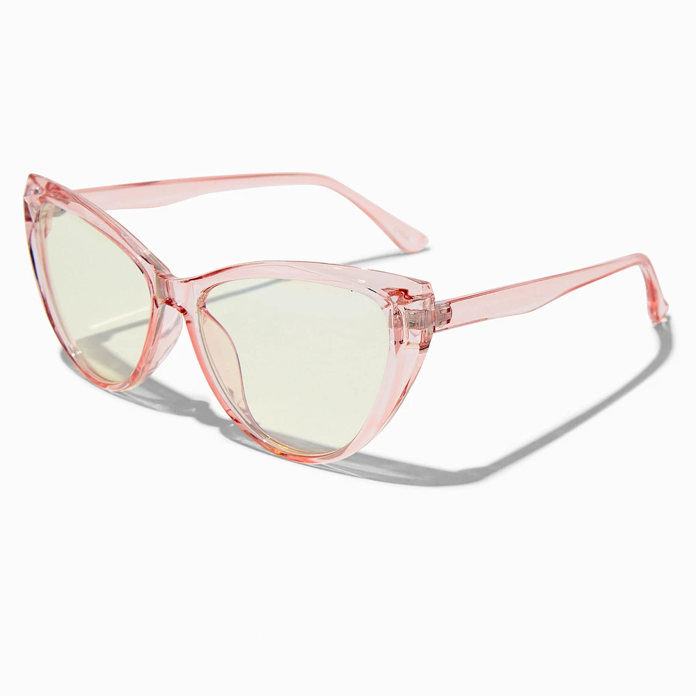 Solar Blue Light Reducing Pink Cat Eye Clear Lens Frames