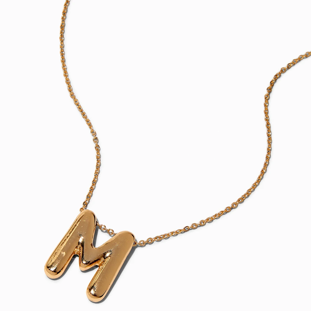 Gold-tone Bubble Initial Pendant Necklace