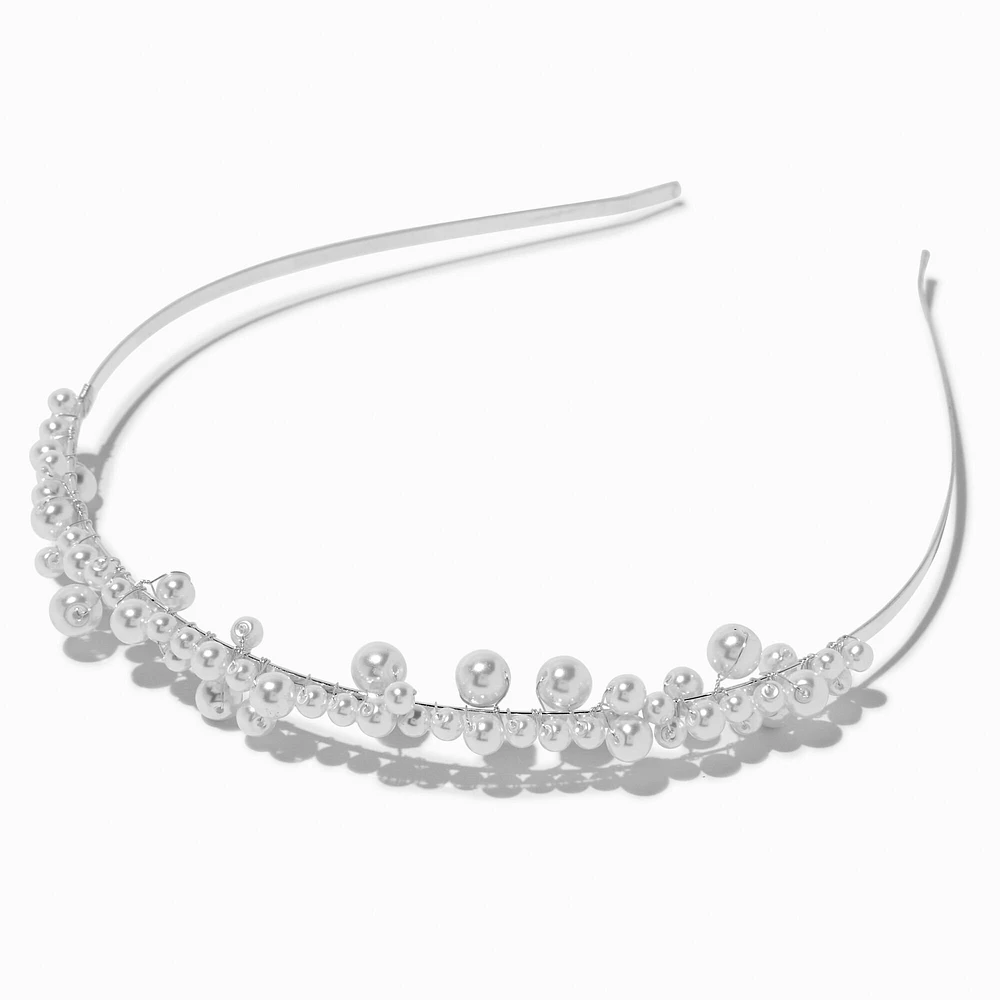 Silver Pearl Cluster Headband