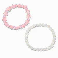 Pink Iridescent Star Stretch Bracelets - 2 Pack