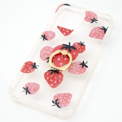 Strawberry Glitter Ring Holder Protective Phone Case