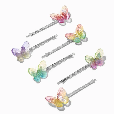 Holographic Rainbow Butterfly Hair Pins - 6 Pack