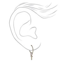 C LUXE by Claire's Silver Titanium 10MM Mini Cross Hoop Earrings