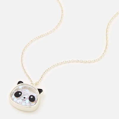 Silver 16'' Panda Shaker Novelty Pendant Necklace