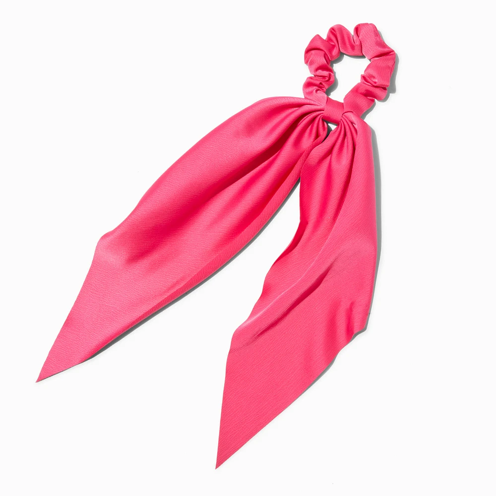 Hot Pink Satin Small Hair Scrunchie Scarf