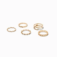 Gold-tone Twisted Nail Rings - 5 Pack