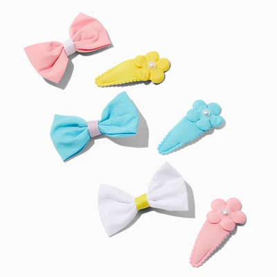 Claire's Club Daisy & Bow Mixed Snap Hair Clips - 6 Pack