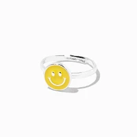 Silver-tone Happy Face Rings Set - 4 Pack