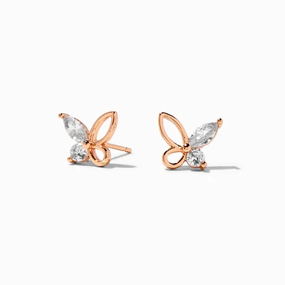 C LUXE by Claire's 18k Rose Gold Plated Cubic Zirconia Butterfly Earrings
