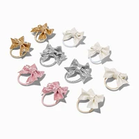 Claire's Club Glitter Bow Hair Ties - 10 Pack