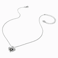Silver-tone Mood Butterfly Heart Pendant Necklace