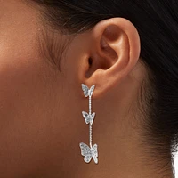 Butterfly Trio Pavé Crystal 2" Drop Earrings