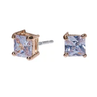 Rose Gold-tone Cubic Zirconia 5mm Square Stud Earrings