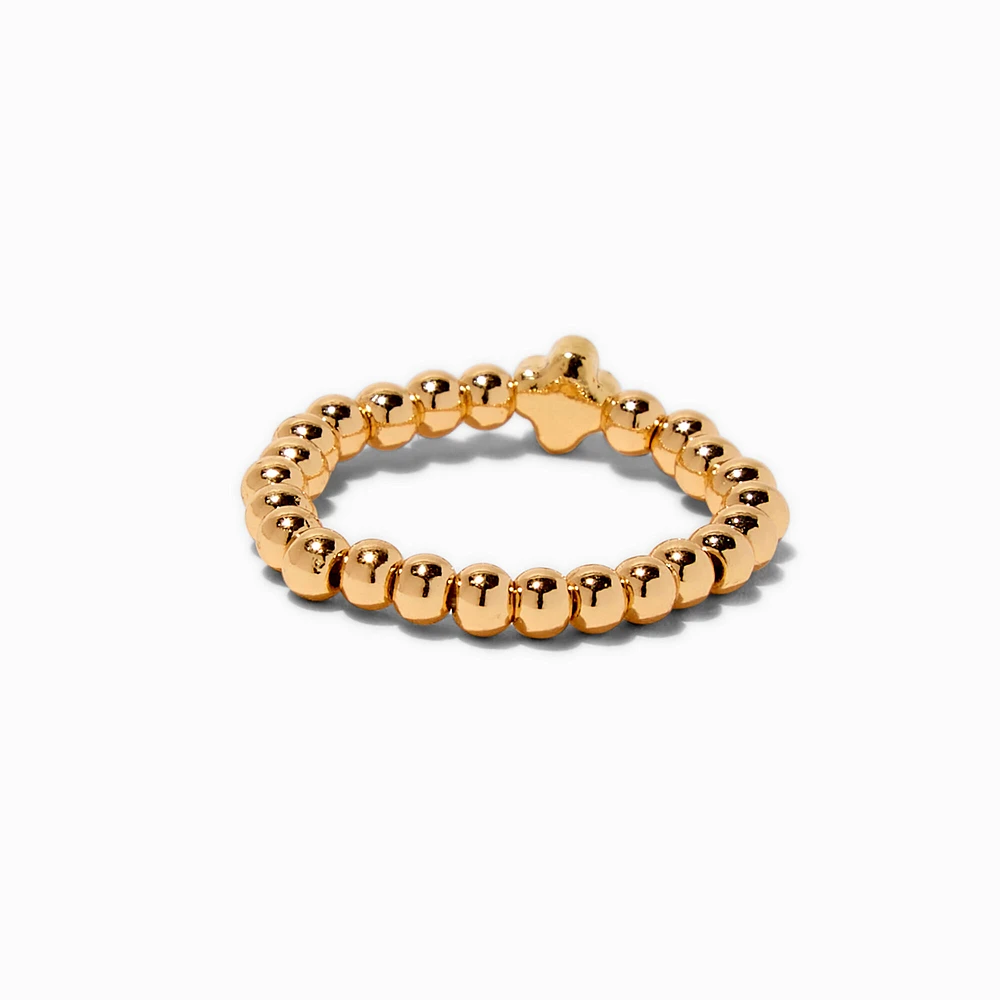 Gold-tone Crystal Clover Stretch Ring