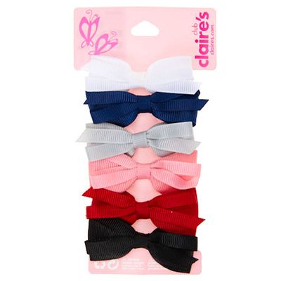 Claire's Club Hair Bow Clips - 6 Pack