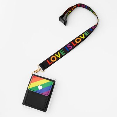 "Love Is Love" Rainbow Striped Wallet With Lanyard