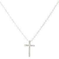 Silver Embellished Cross Pendant Necklace