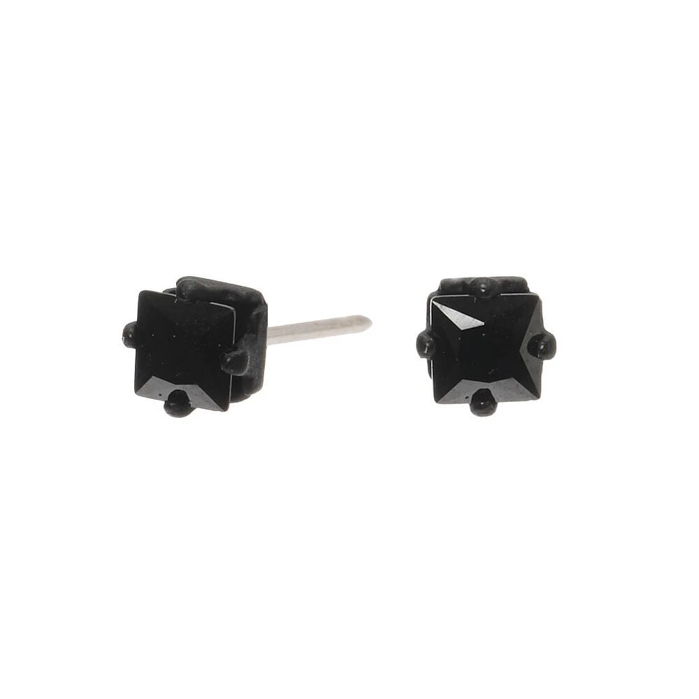 Black Cubic Zirconia 4MM Square Stud Earrings