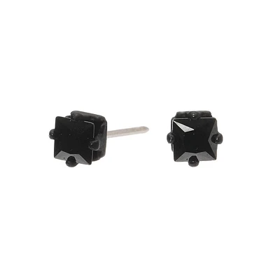 Black Cubic Zirconia 4MM Square Stud Earrings