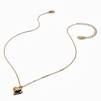 Gold-tone Puffy Heart Pendant Necklace