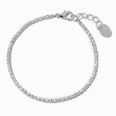 Silver-tone Cubic Zirconia Tiny Tennis Bracelet