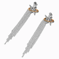 Mixed Metal Starburst Fringe Drop Earrings