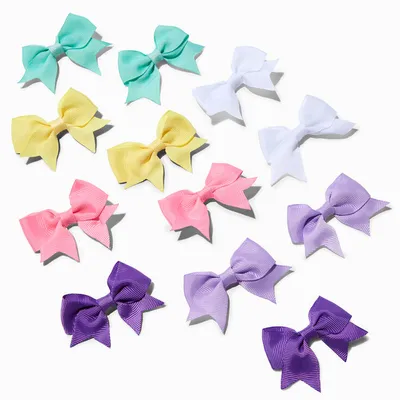 Claire's Club Pastel Mini Hair Bow Clips - 12 Pack