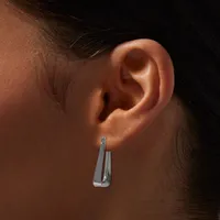 Silver-tone Triangular Oval 30MM Hoop Earrings
