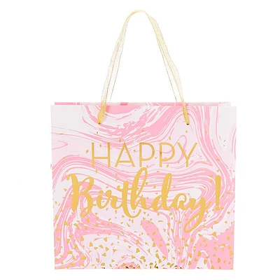 Medium Happy Birthday Pink Marble Gift Bag