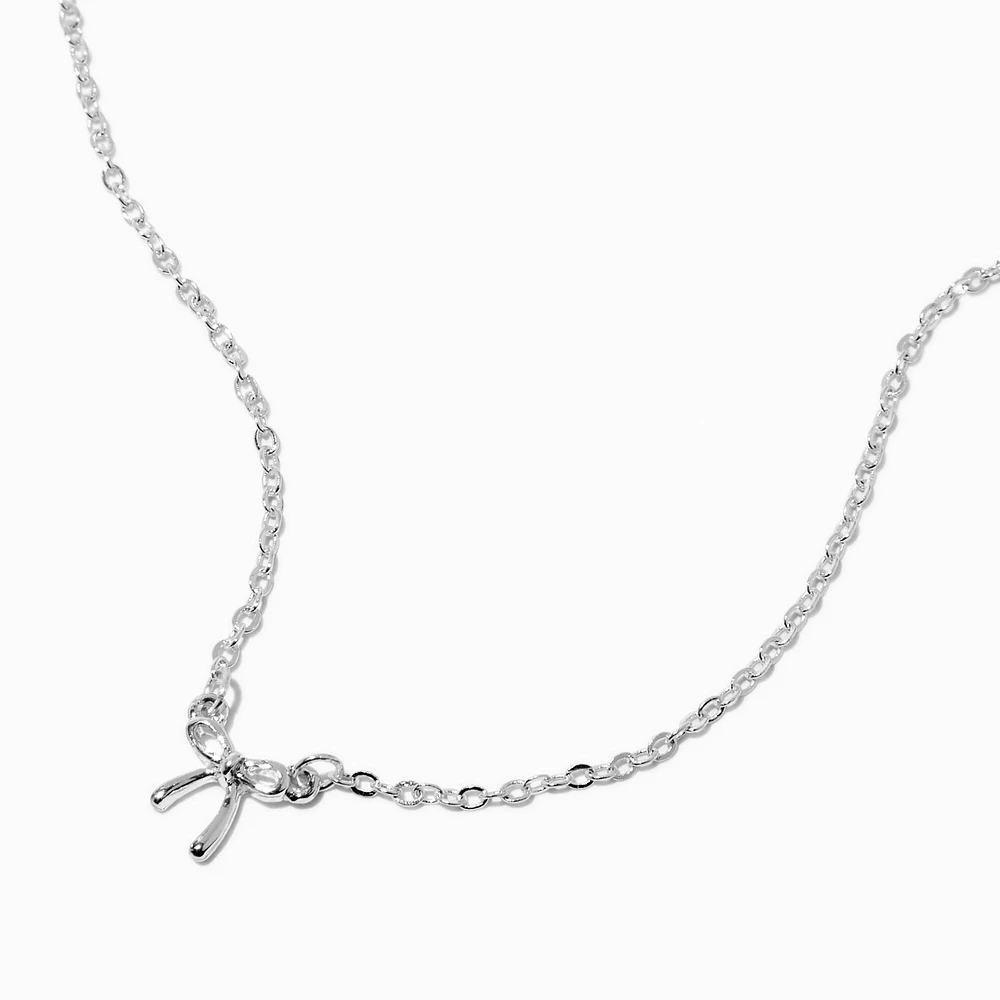 Silver-tone Mini Bow Pendant Necklace