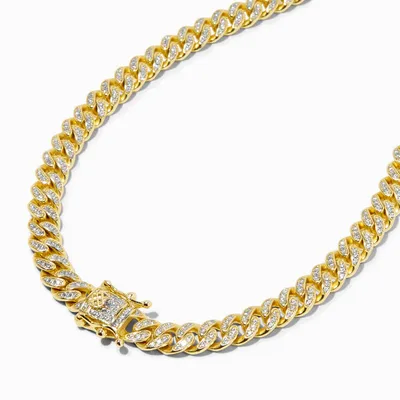C LUXE by Claire's 18k Yellow Gold Plated Pavé Cubic Zirconia Cuban Chain Necklace