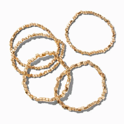 Gold-tone Square Stackable Bangle Bracelets - 5 Pack