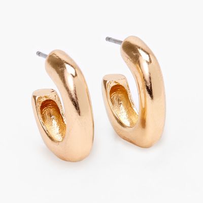 Gold 20MM Thick Square Bottom Hoop Earrings