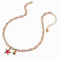 Hot Pink Star Paper Clip Chain Pendant Necklace