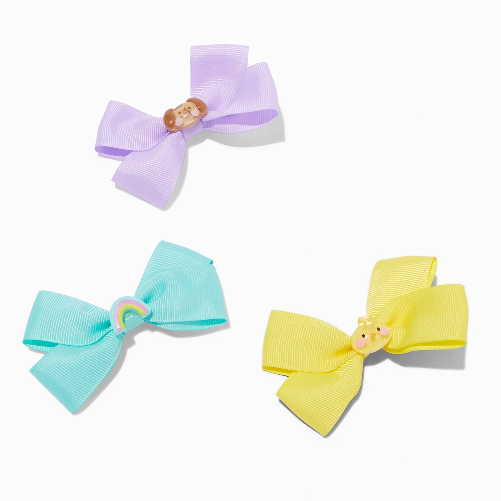 Claire's Club Loopy Ribbon Bow Hair Clips - 3 Pack