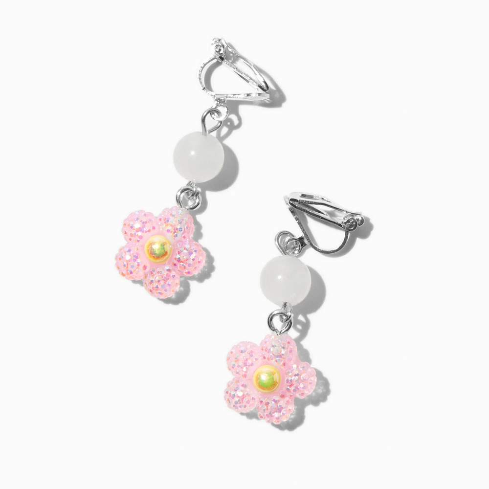 UV Color-Changing Daisy Clip-On Drop Earrings