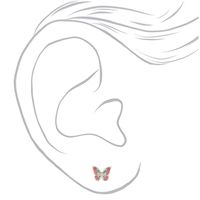 Sterling Silver Pastel Butterfly Stud Earrings