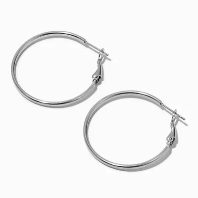 Silver-tone Stainless Steel 30MM Hoop Earrings
