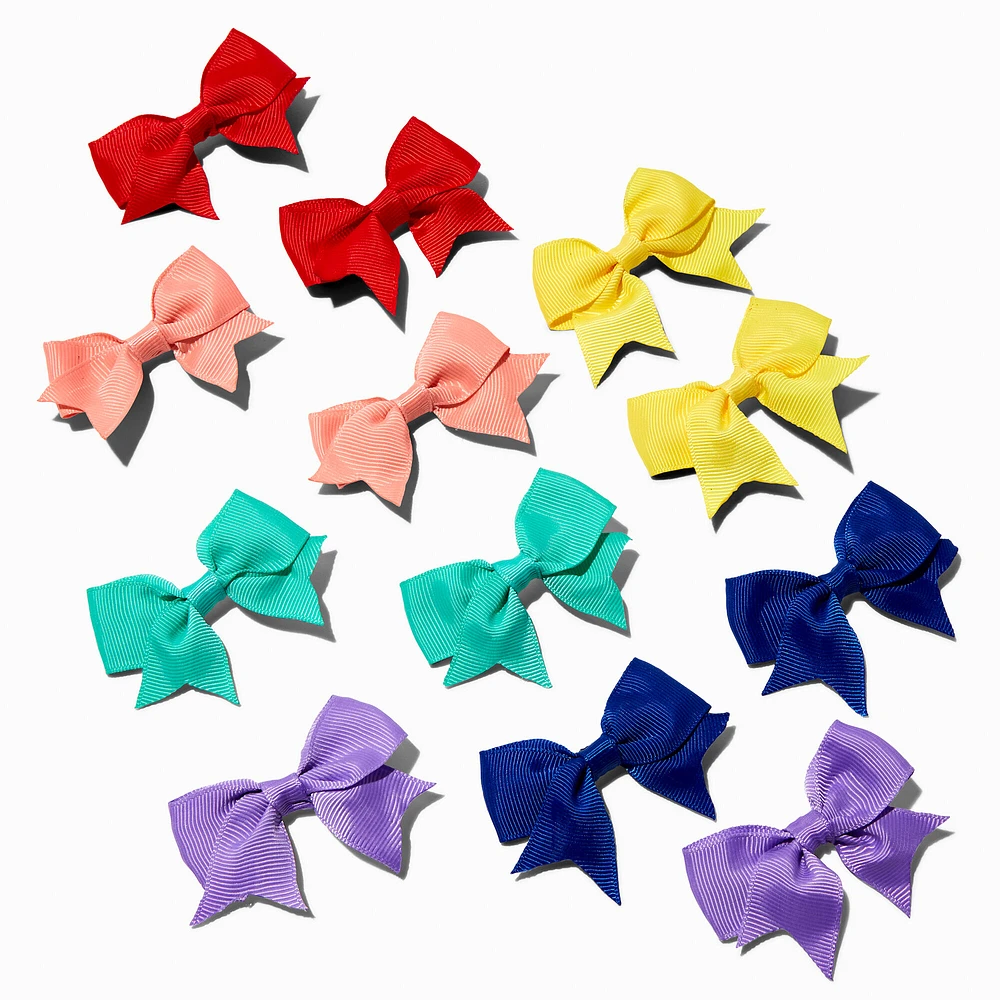 Claire's Club Rainbow Mini Hair Bow Clips - 12 Pack