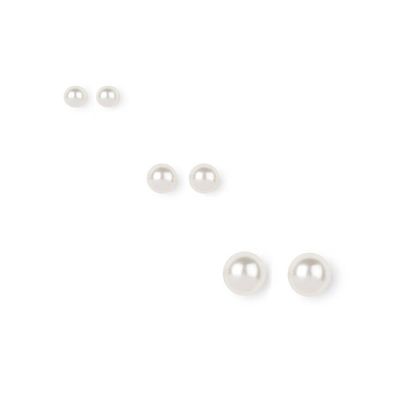 6, 7 & 8MM Pearl Stud Earrings 3 Pack