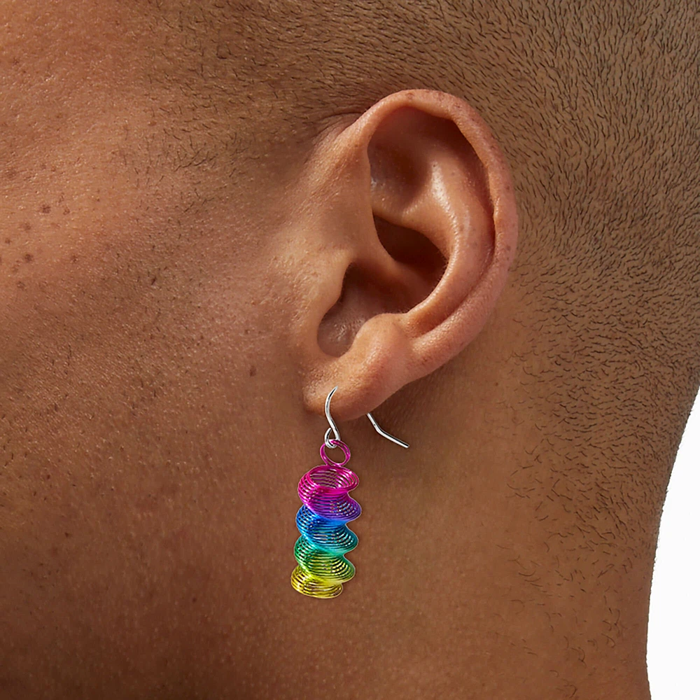 Rainbow Coil Drop Earrings