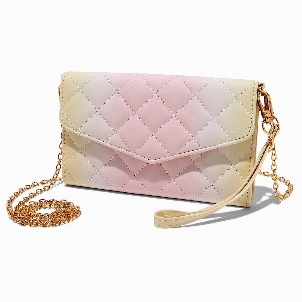 Pastel Yellow & Pink Ombré Crossbody Wristlet Wallet